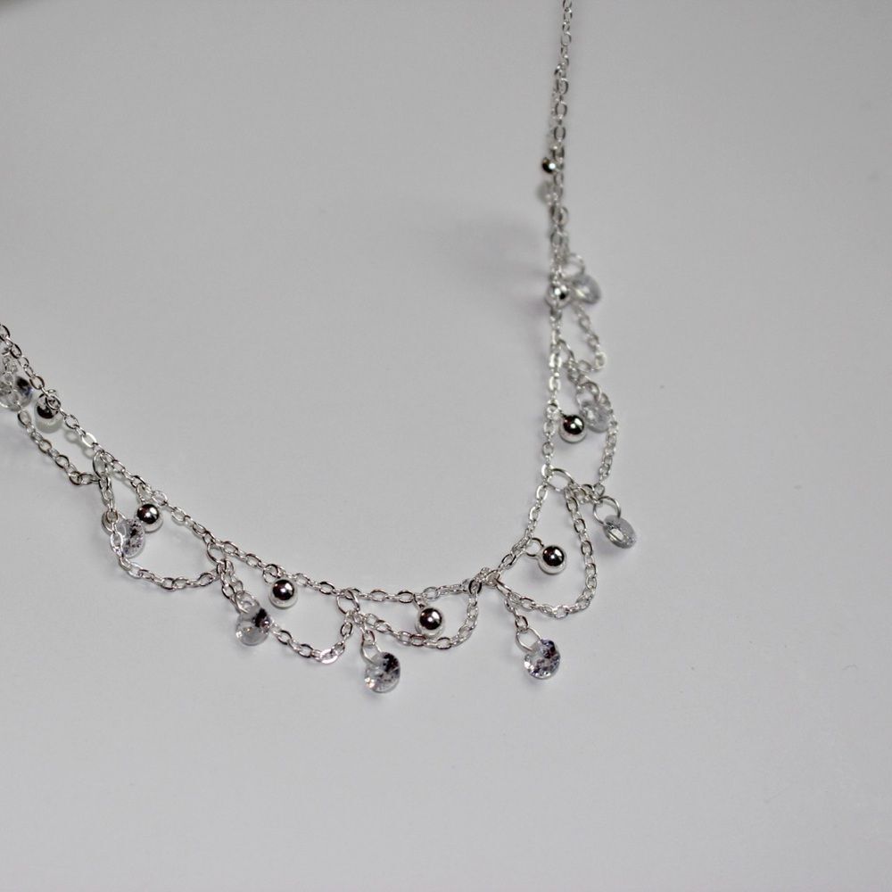 New Zirconia drop handmade sterling silver choker - Picture 2 of 6